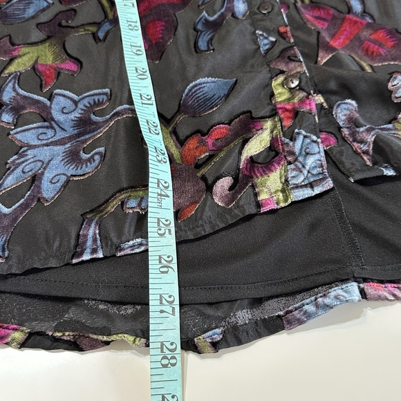 Tolani Melany Velvet Burnout Blouse Womens M* Black Floral Artsy Boho Whimsigoth - Picture 14 of 16